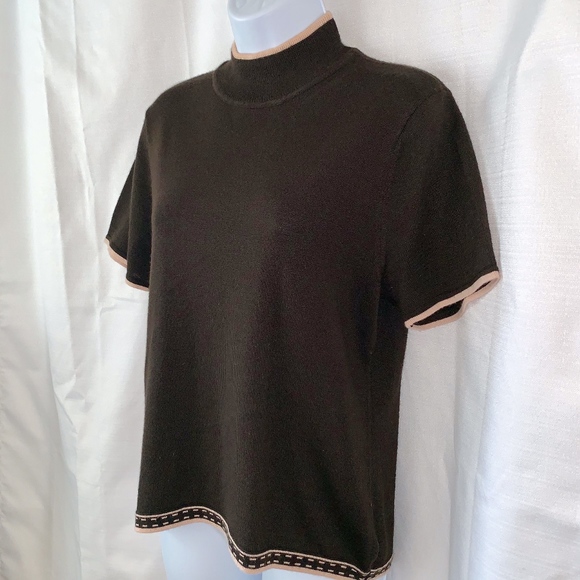 EUC- TAHARI ASL Pink Trim Mock Neck Sweater!! - Picture 2 of 6